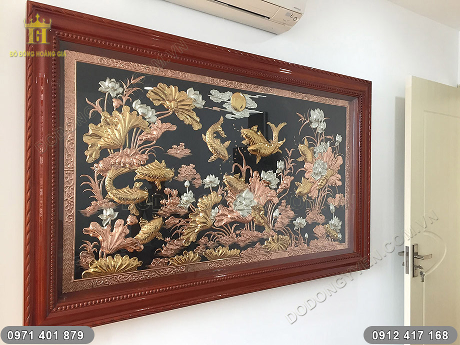 tranh c&aacute; ch&eacute;p  hoa sen tam kh&iacute;